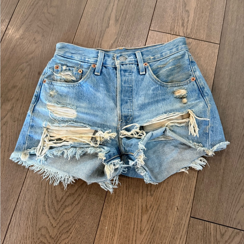 Levi’s Distressed Light Blue Denim Cutoff Shorts - Women's